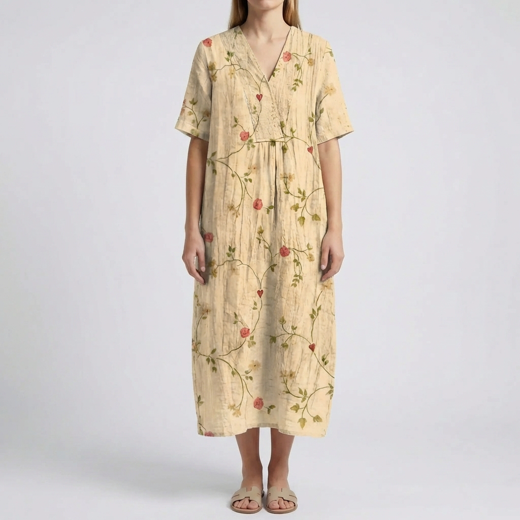 Floral Print Midi-Length Dress