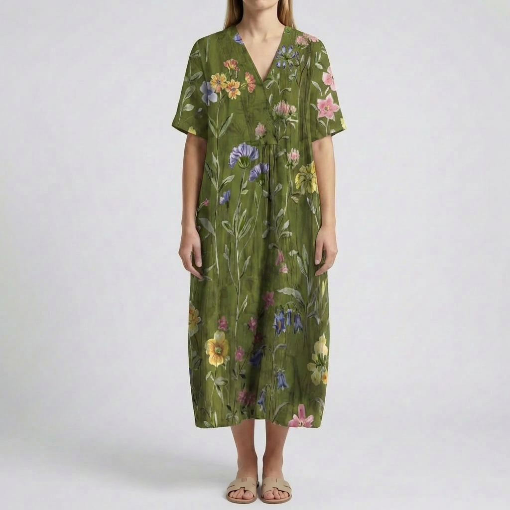 Floral Print Midi-Length Dress