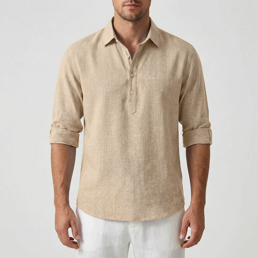 Long Sleeve Collared Pullover Shirt