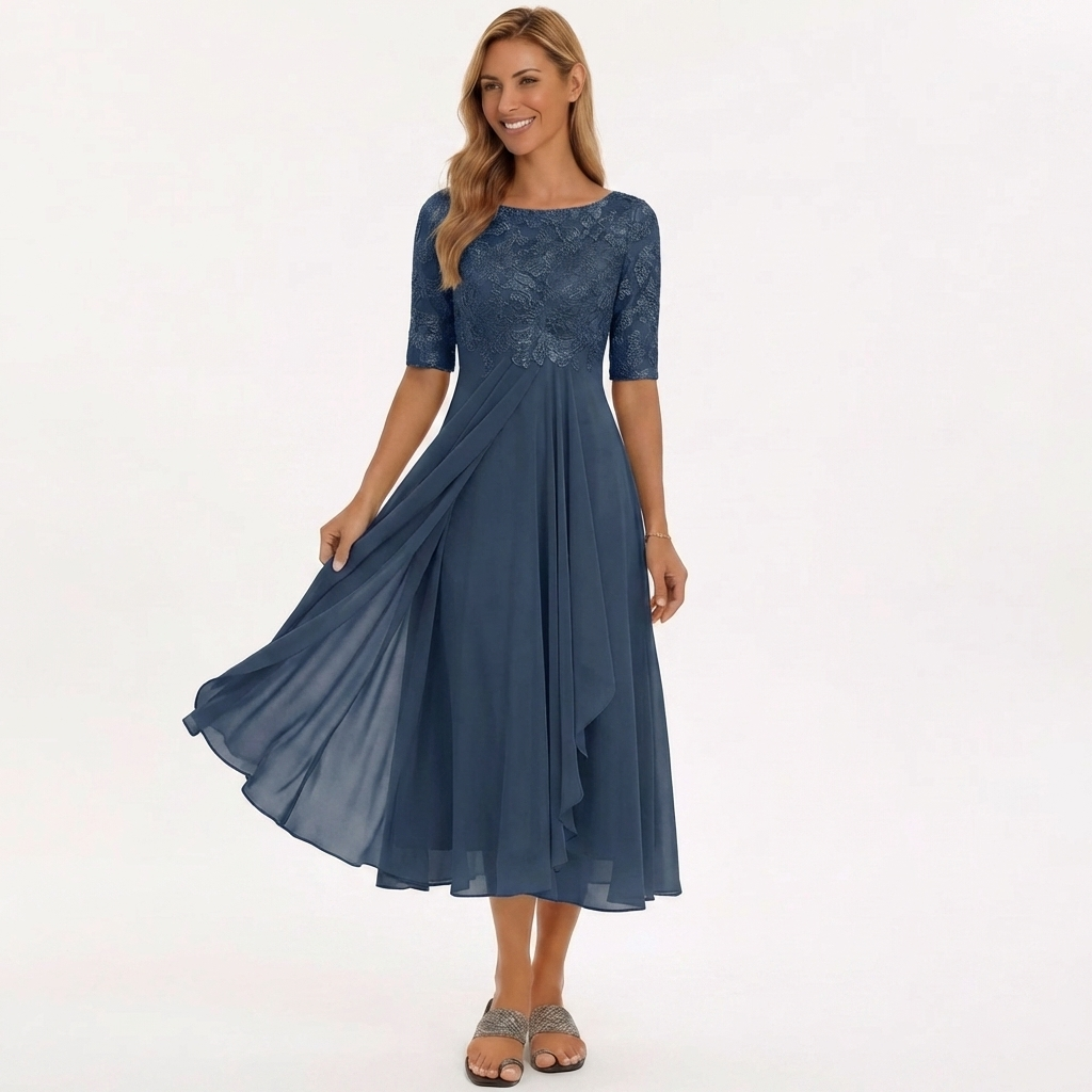 Lace Bodice Flowy Midi Dress