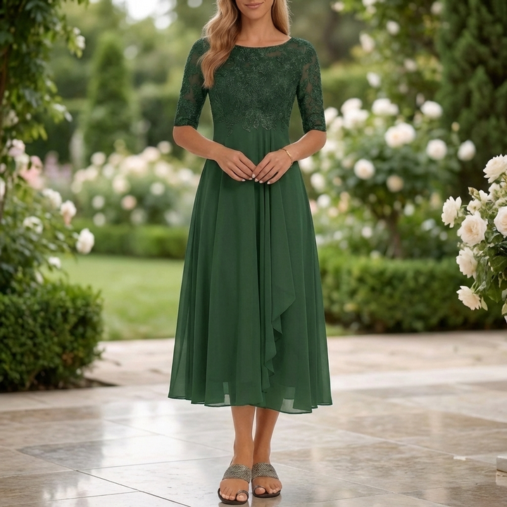 Lace Bodice Flowy Midi Dress