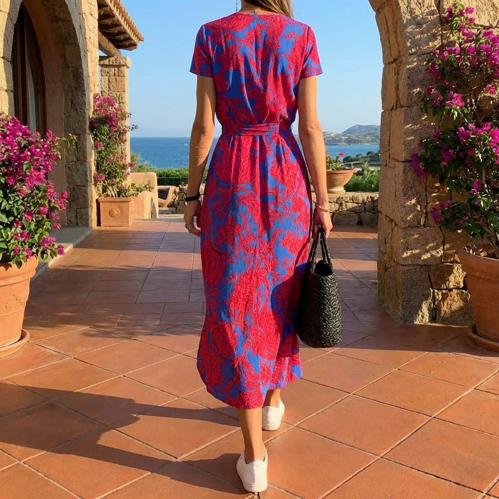 Floral Summer Maxi Dress with Elegant V-Neckline for Women