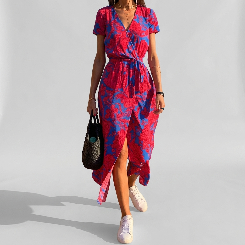 Floral Summer Maxi Dress with Elegant V-Neckline for Women