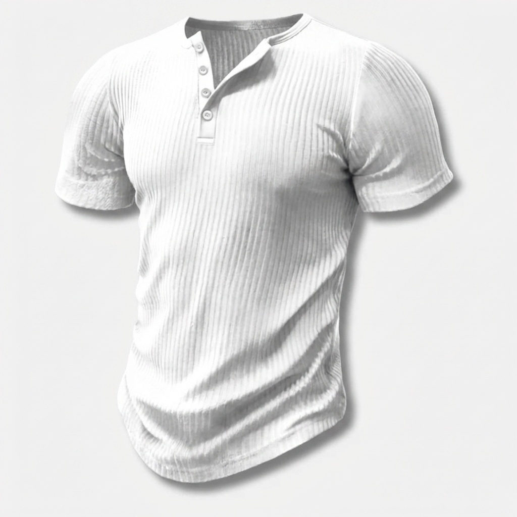 Slim-Fit Henley T-Shirt for Men with Button Closure