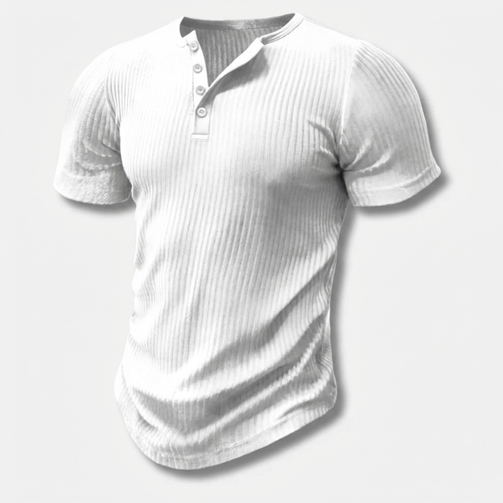 Slim-Fit Henley T-Shirt for Men with Button Closure