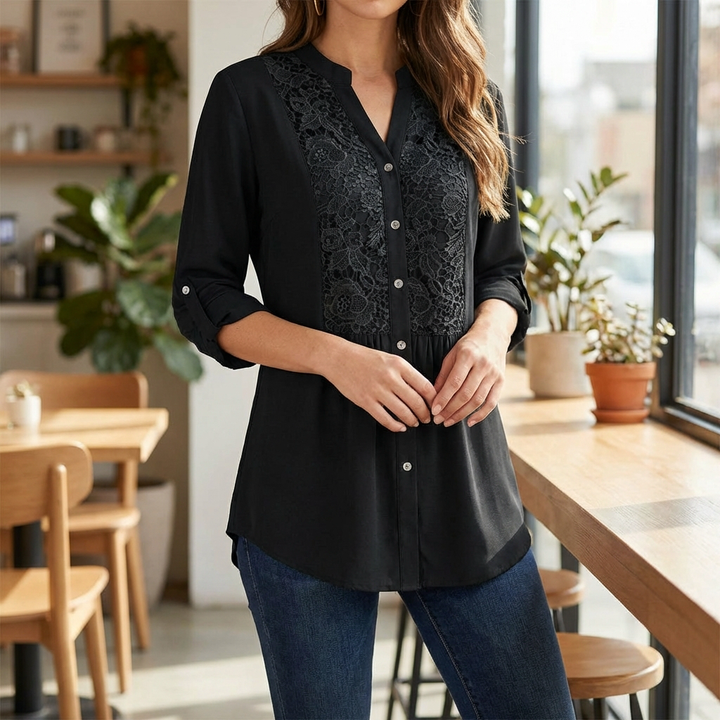Elegant Lace Blouse with Embroidery