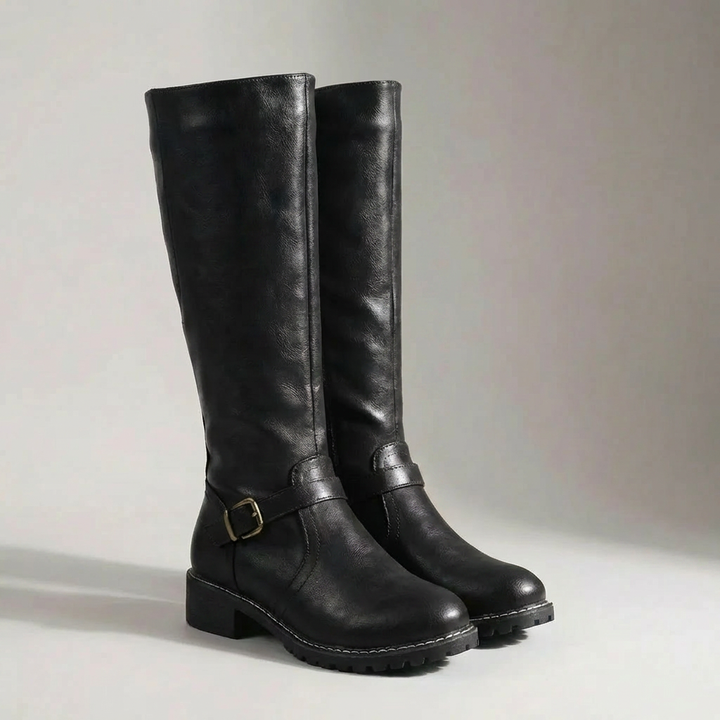 Knee-High Riding Boot With Buckle Detail