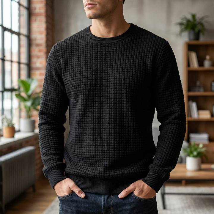 Comfortable Waffle Knit Sweater for Men