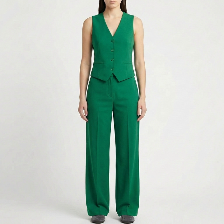 Sleeveless Vest And Wide-Leg Pants Set