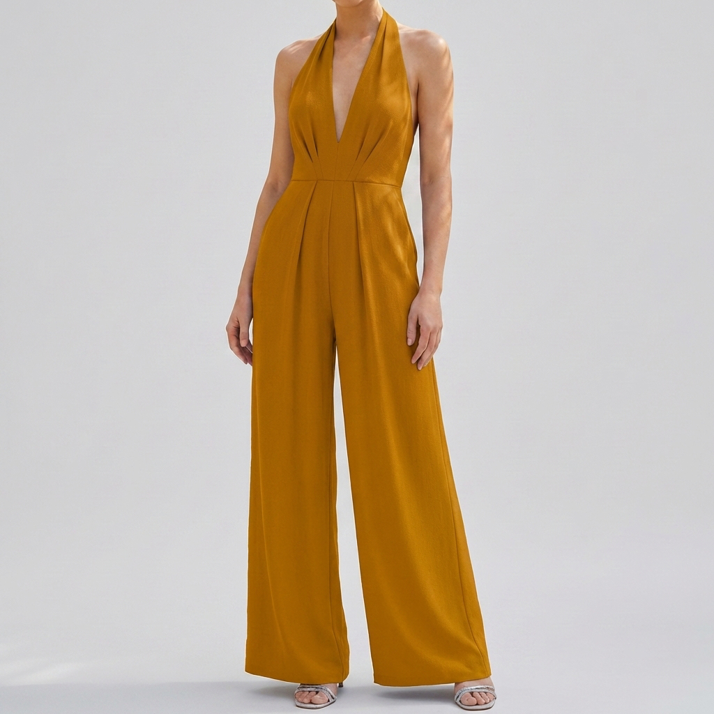 Deep V Neck Backless Jumpsuit for Women
