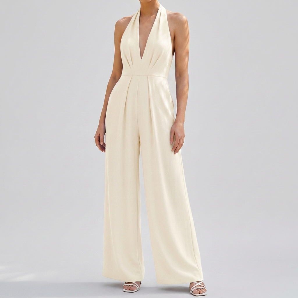 Deep V Neck Backless Jumpsuit for Women