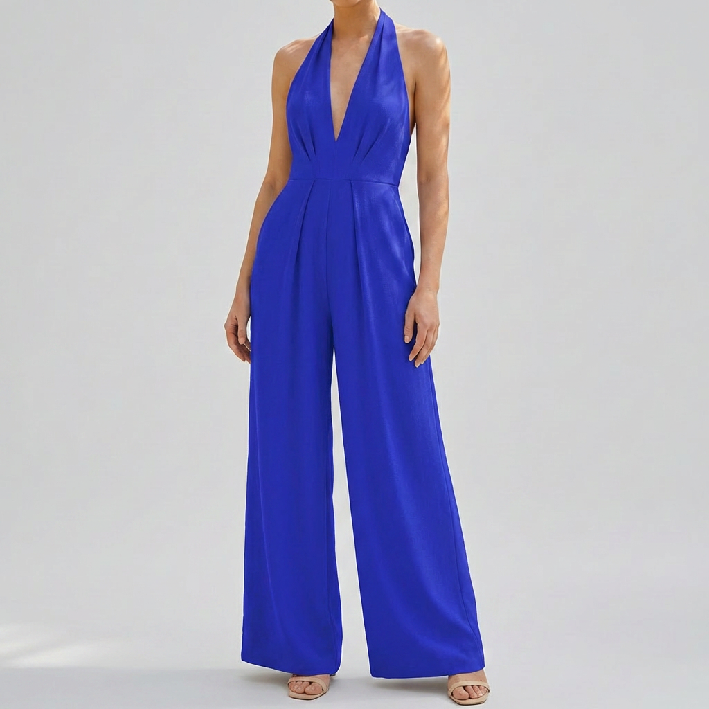 Deep V Neck Backless Jumpsuit for Women