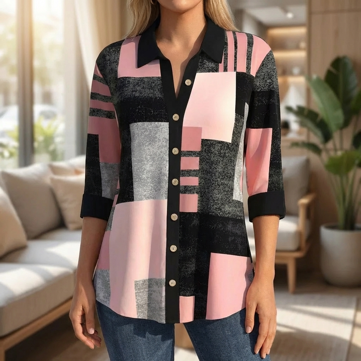 Casual Women's Blouse with Check Pattern