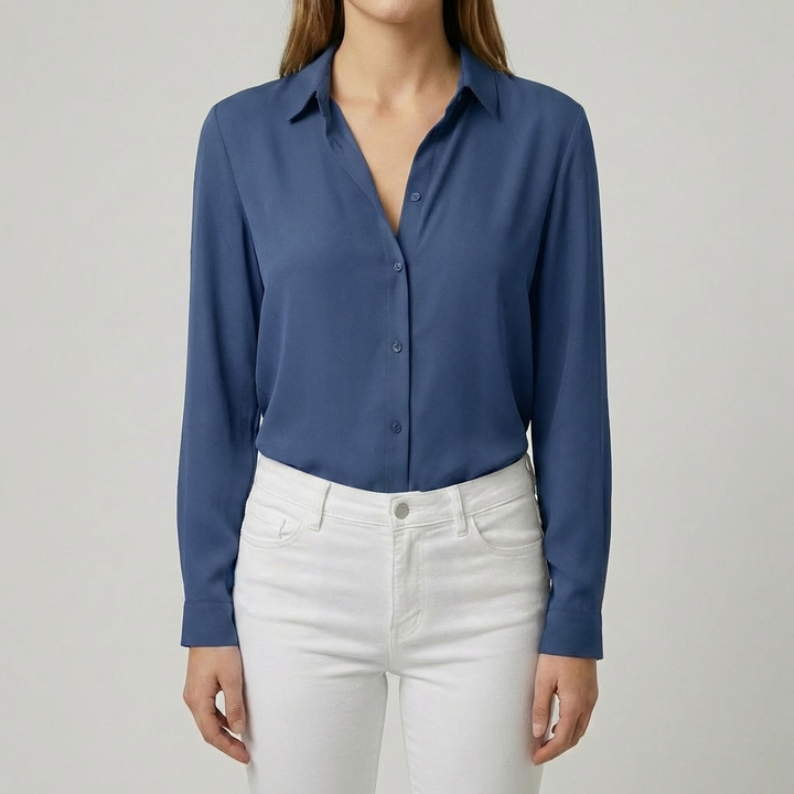 Women’s Button Up Blouse with Collared Neckline