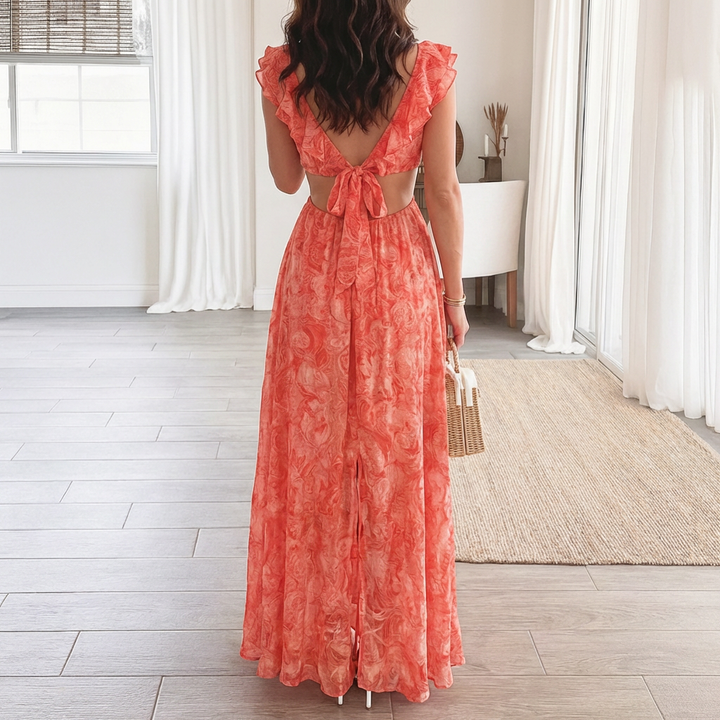 Floral Print V-Neck Maxi Dress for Women