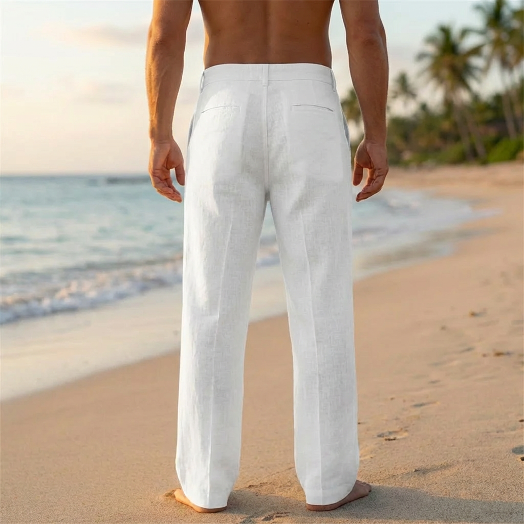 Linen Relaxed Fit Drawstring Trouser for Men
