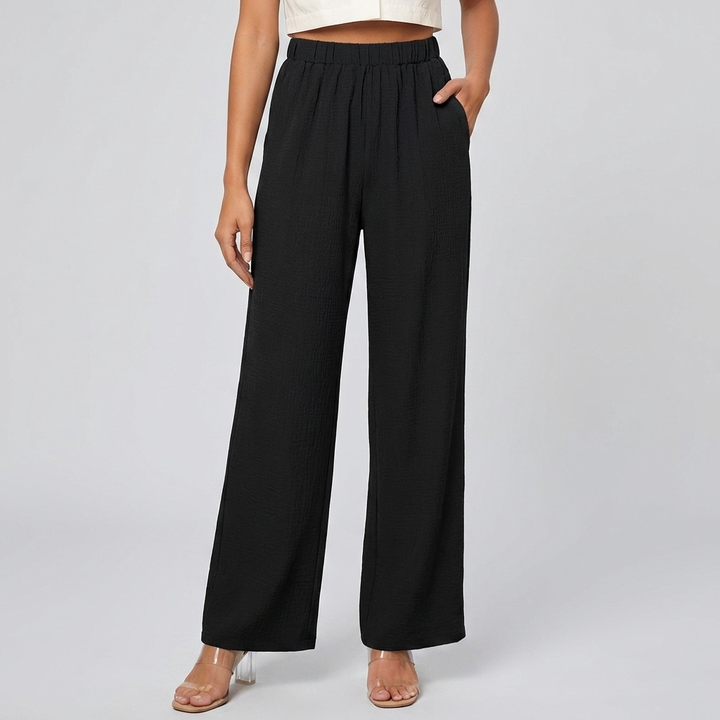Women’s Straight-Leg Trousers with Elastic Waist