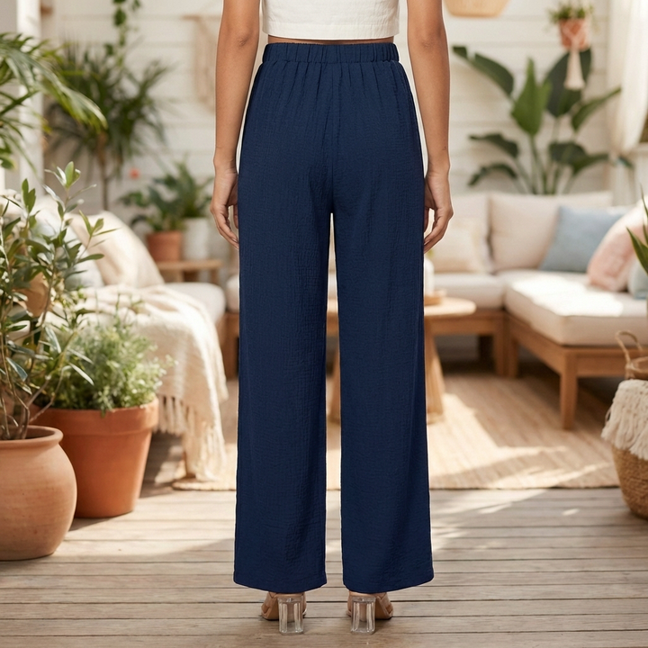 Women’s Straight-Leg Trousers with Elastic Waist