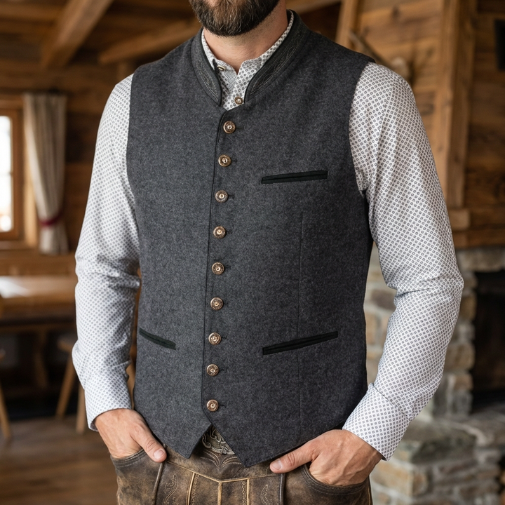 Men's Buttoned Stand Collar Vests