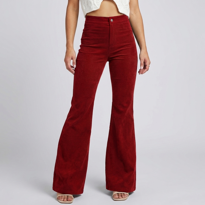 Trendy Corduroy Flare Pants for Women