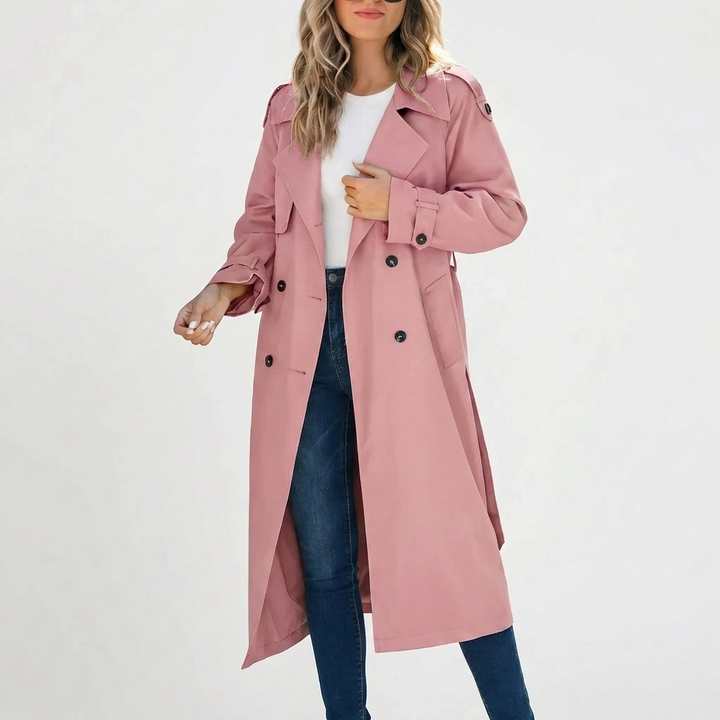 Double-Breasted Belted Trench Coat