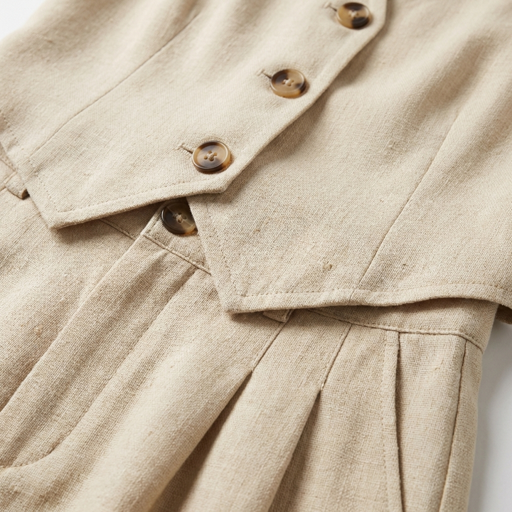 Sleeveless V-Neck Button-Front Jumpsuit