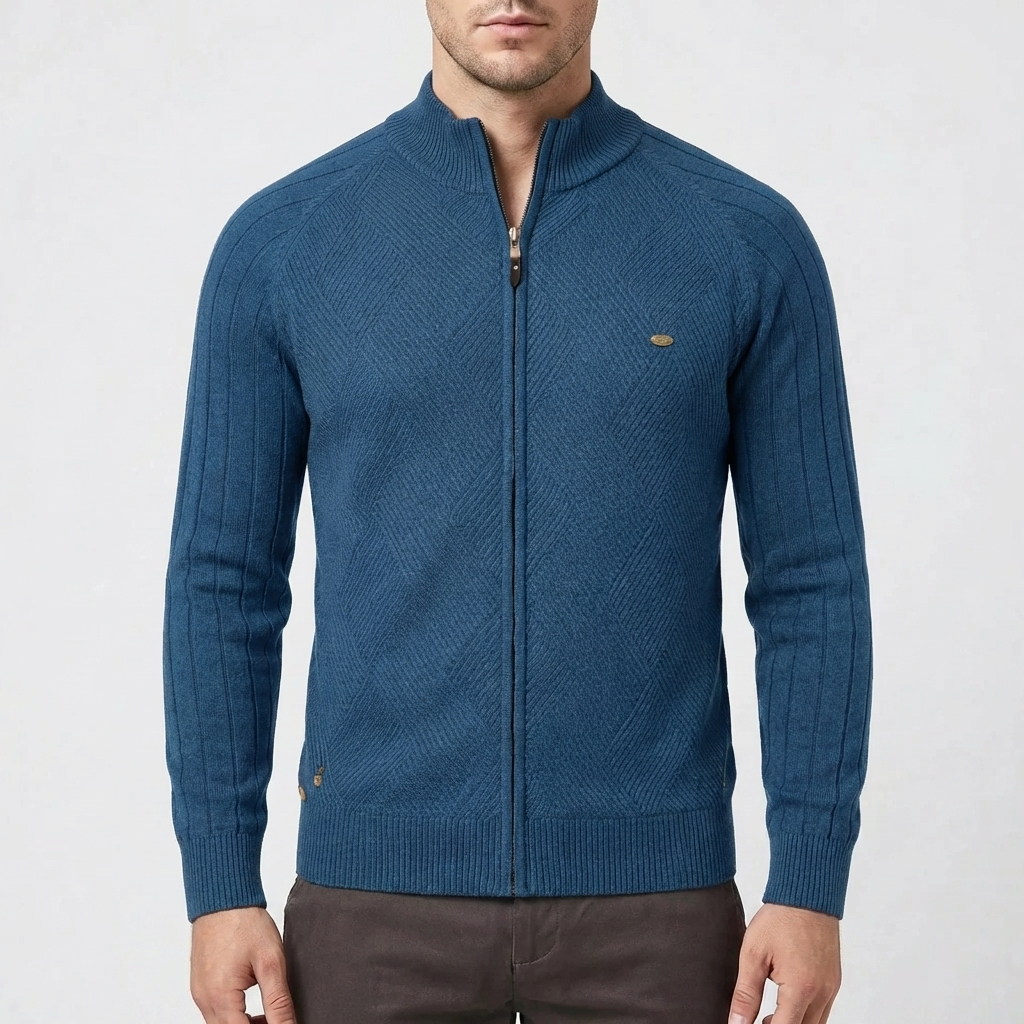 Full-Zip Stand Collar Cardigan