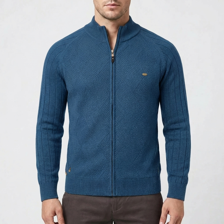 Full-Zip Stand Collar Cardigan
