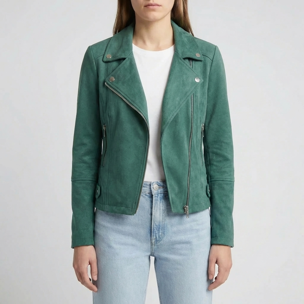 Cropped Moto-Style Zip-Up Jacket