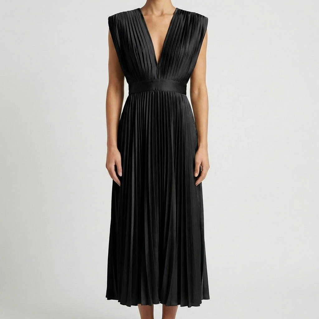 Sleeveless Pleated Midi Dress