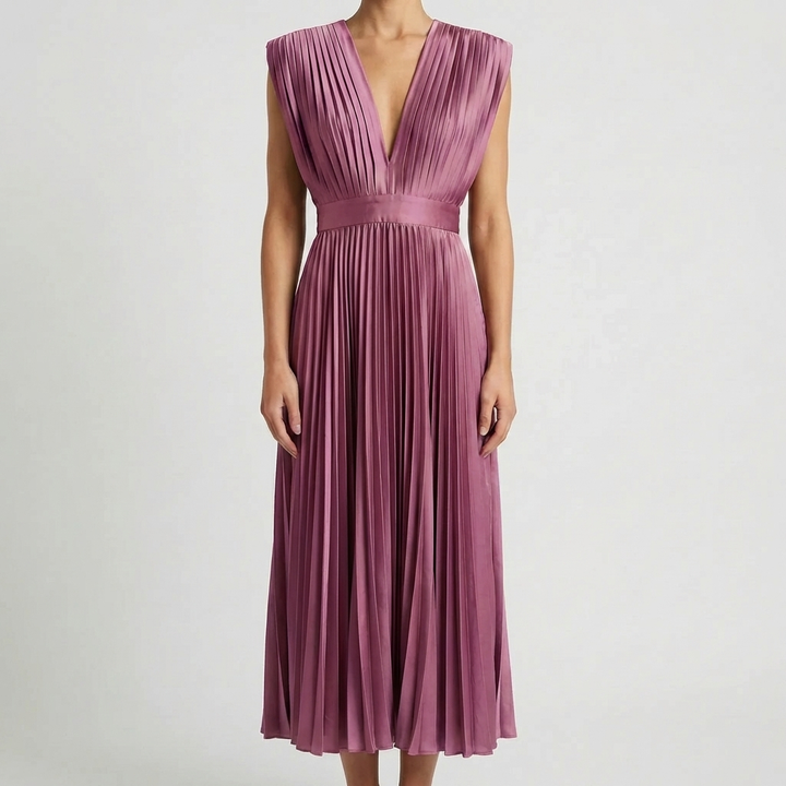 Sleeveless Pleated Midi Dress