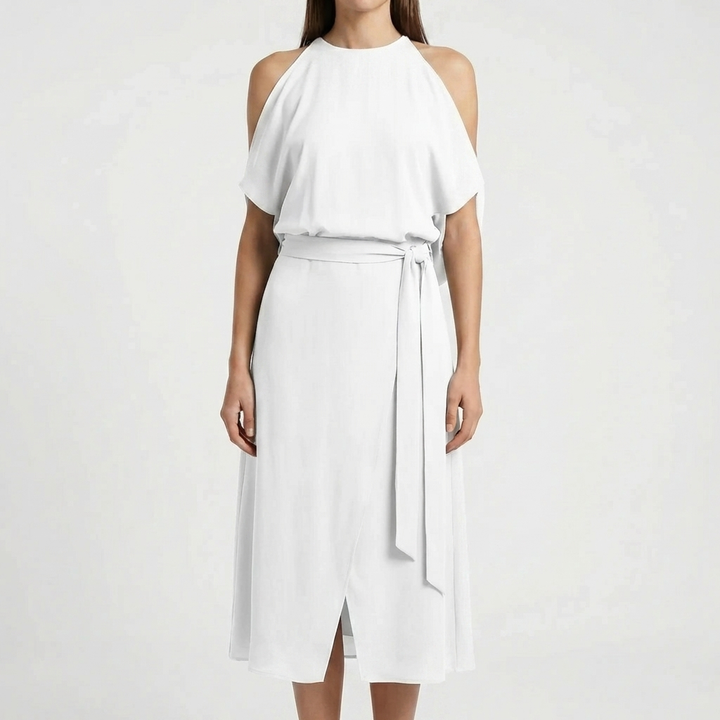 Cold-Shoulder Halter Top Asymmetric Set