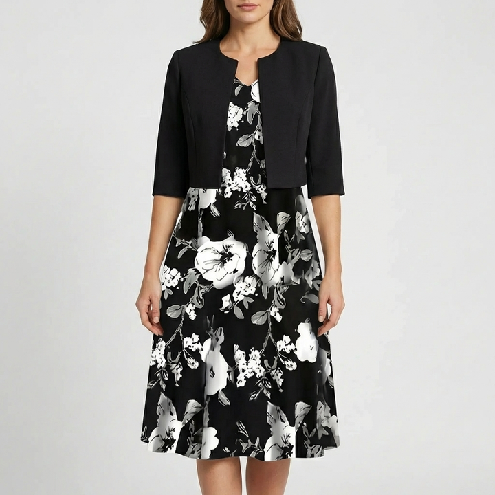 Abstract Print Midi-Length Dress