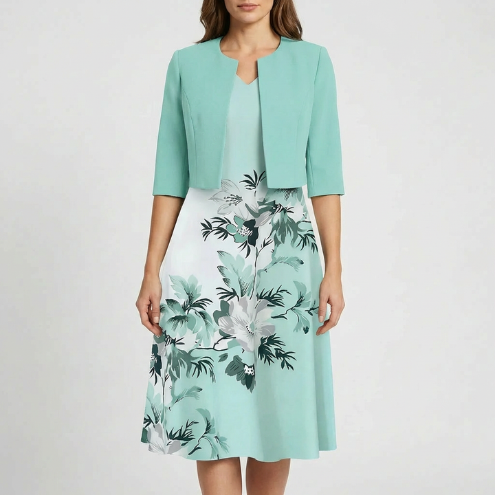 Abstract Print Midi-Length Dress
