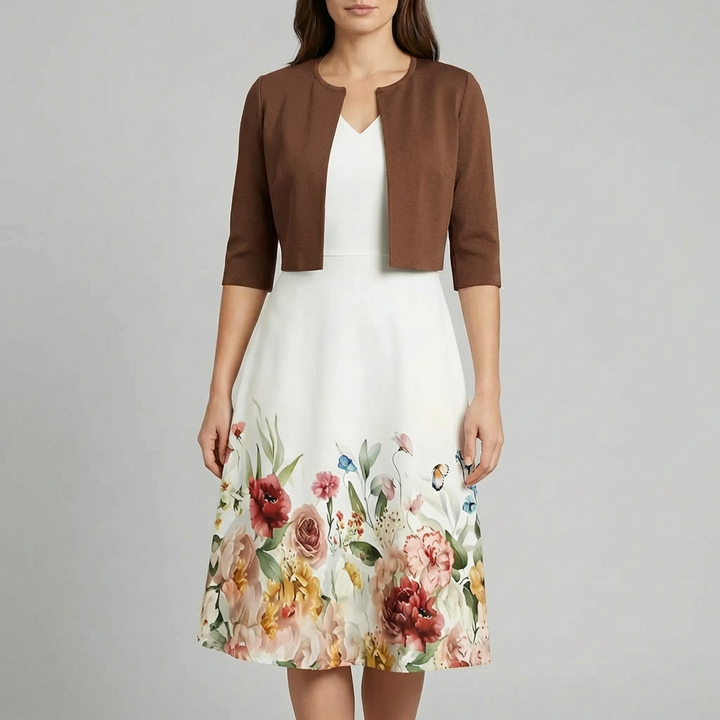 Abstract Print Midi-Length Dress