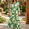 Women’s Maxi Dress with Long Sleeves and  V Neck