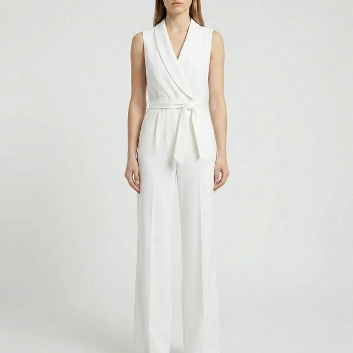 Sleeveless Wide-Leg Wrap Jumpsuit