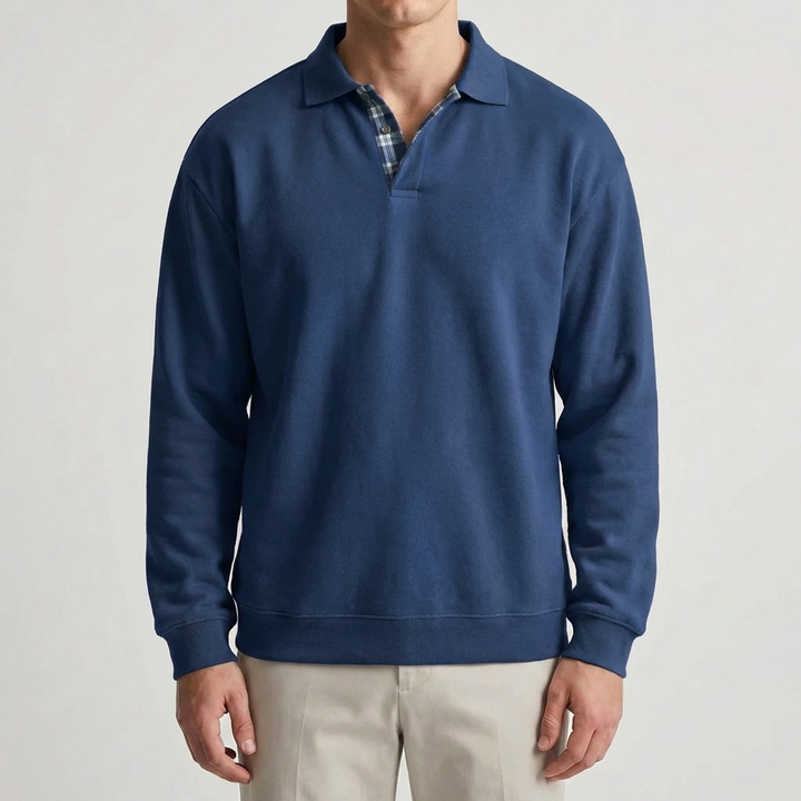 Long-Sleeve Polo Collar Pullover