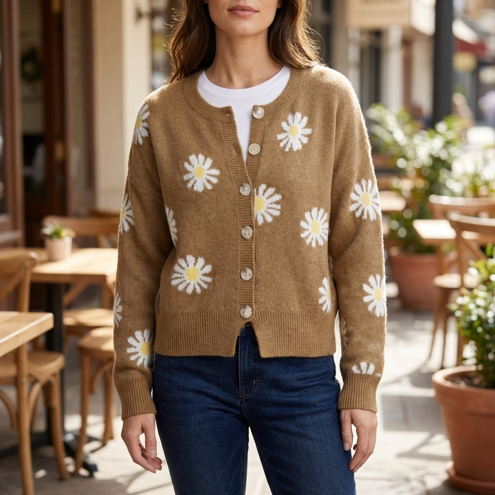 Floral Knit Sweater for Women
