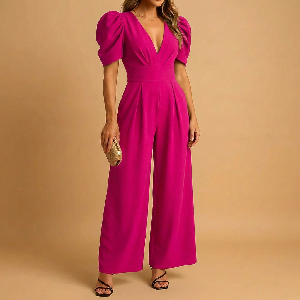 Flattering Puff Sleeve fit Jumpsuit for Women
