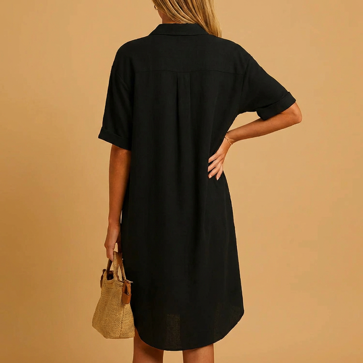 Relaxed Fit Button-Down Shirt Dress for Women