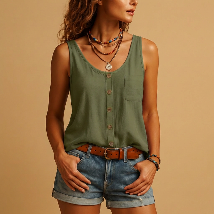 Women’s Sleeveless Button-Down Blouse