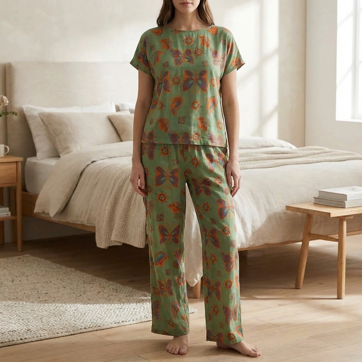 2-Piece Butterfly Print Loungewear Set