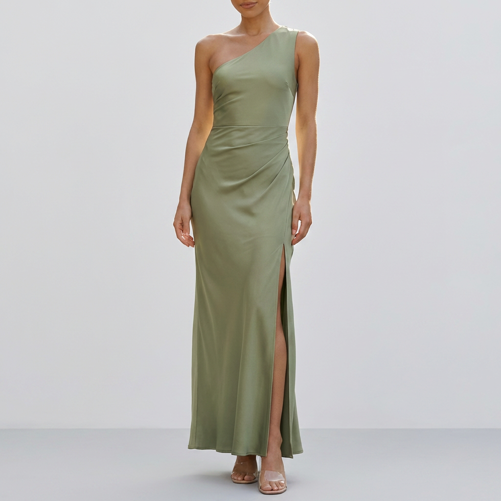 Women’s One Shoulder Satin Maxi Dress