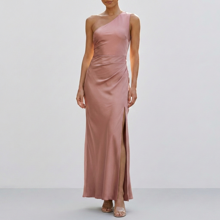 Women’s One Shoulder Satin Maxi Dress