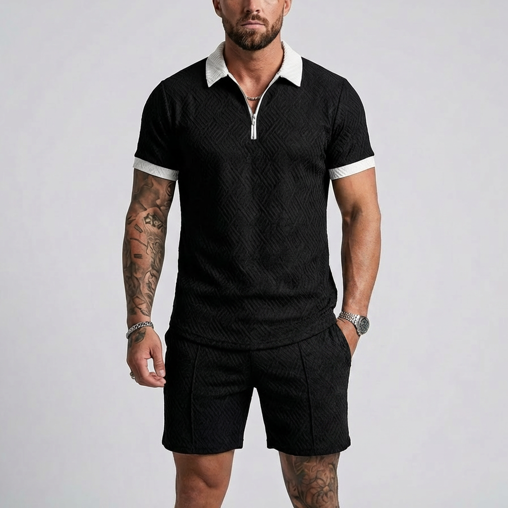 Casual Zipper Collar Summer Tracksuit Outfit