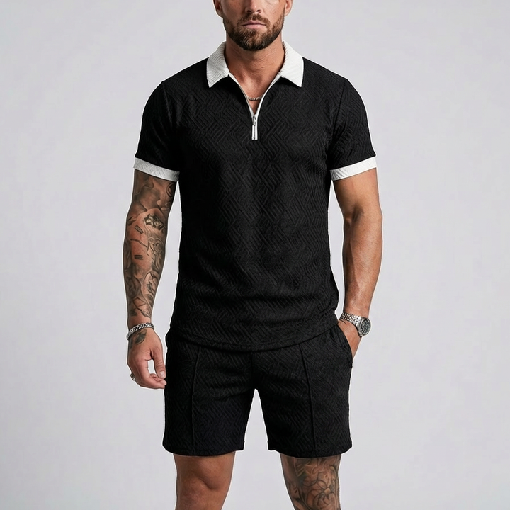 Casual Zipper Collar Summer Tracksuit Outfit