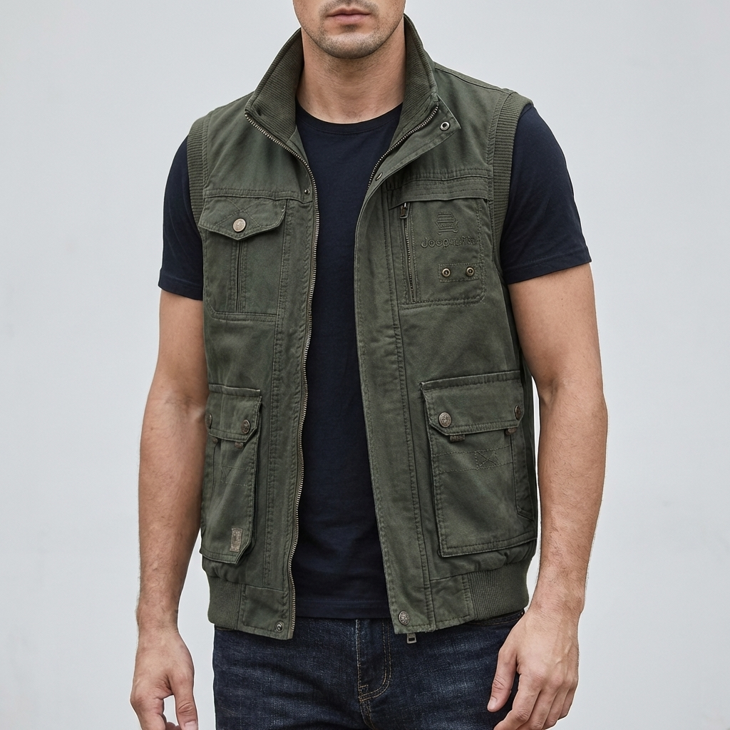 Multi-Pocket Utility Vest for Men