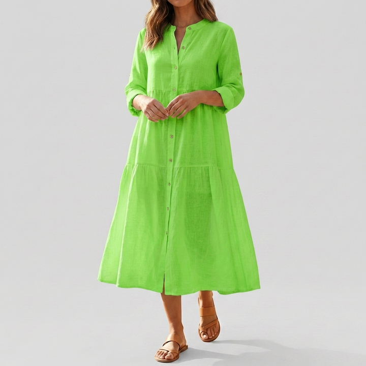 Relaxed Cotton Linen Shirt Dress for Women