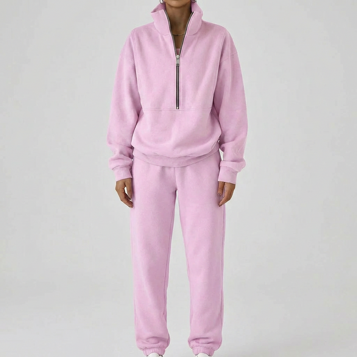 Comfortable Tracksuit Pullover with Zipper for Women